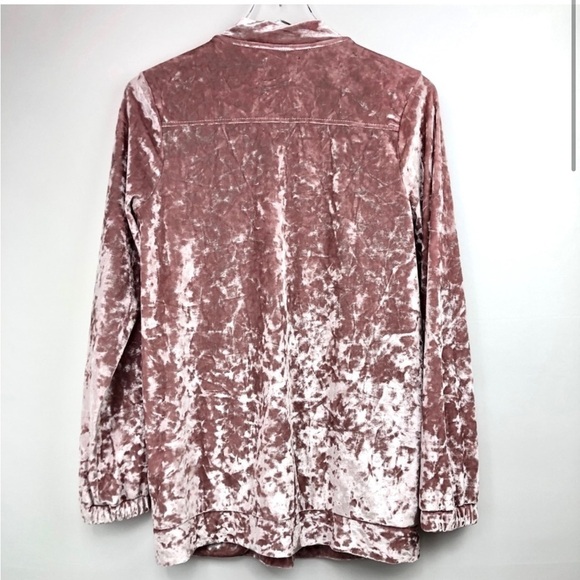 Guess | Long sleeves pink velvet zip up sweater - Picture 2 of 4